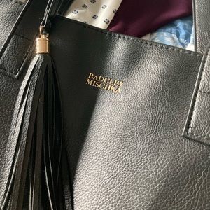 Large, black Badgley Mischka tote bag